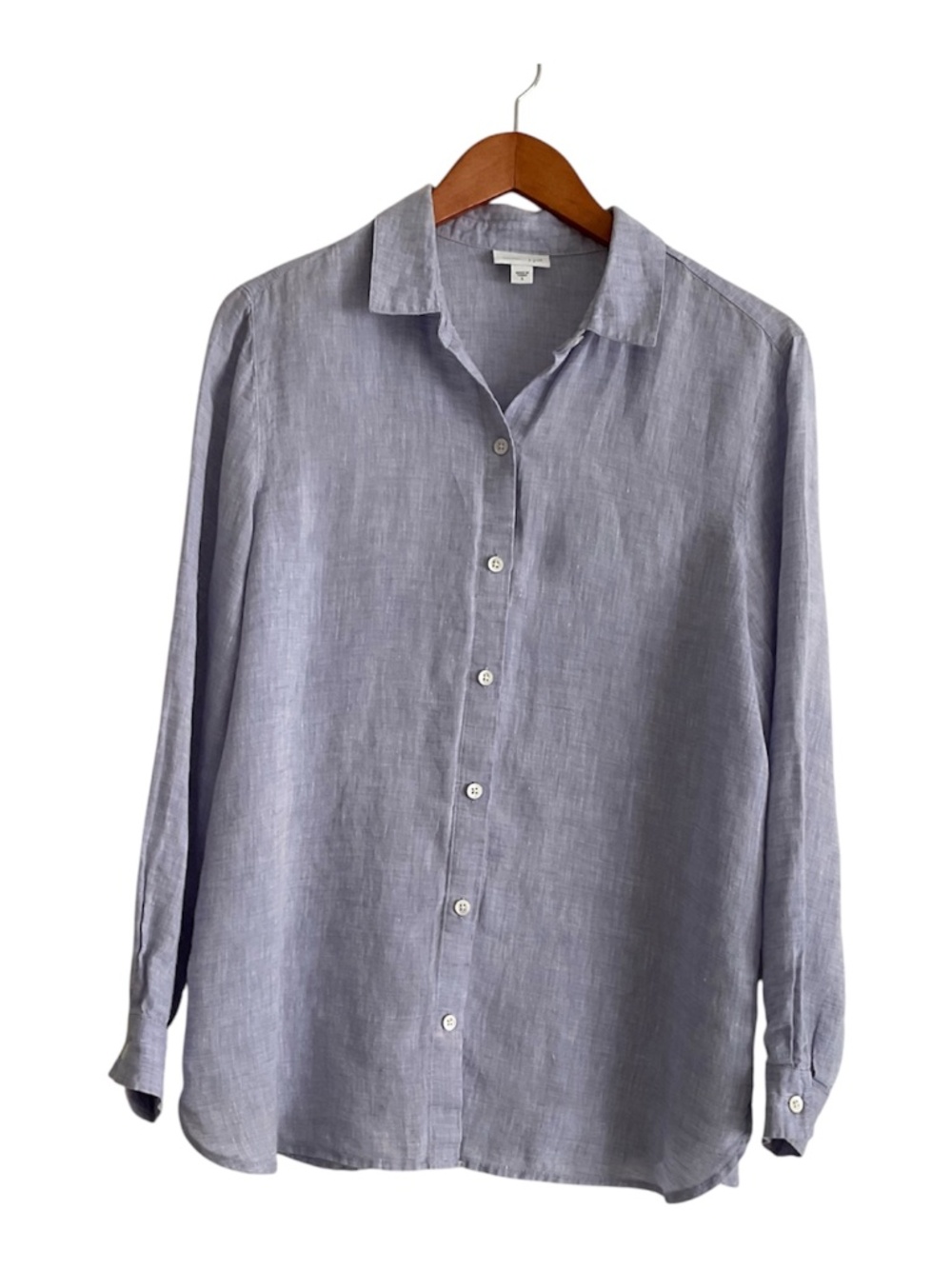 J.Jill Love Linen Button Down Shirt Sz S Lilac Minimalist Capsule Coastal Flaw